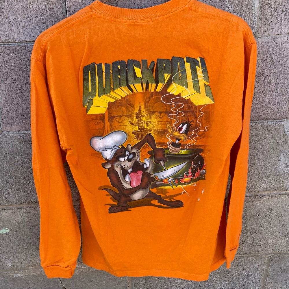Boys Vintage LOONEY TUNES Long Sleeve Crew Neck Tee TAZ DAFFY Large 16/18 Y2K